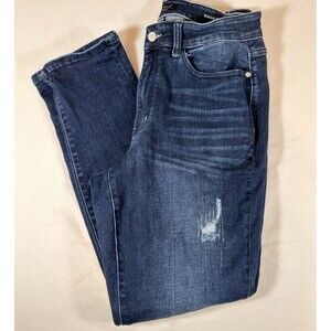Judy Blue Jeans Womens Sz 14 Blue Boyfriend Fit Distressed Stretch Tummy Control